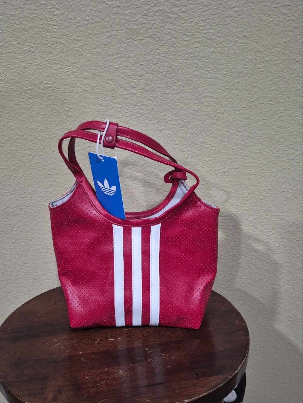 Adidas Mini Perforated Pu Tote, Red/White - Picture 2 of 4